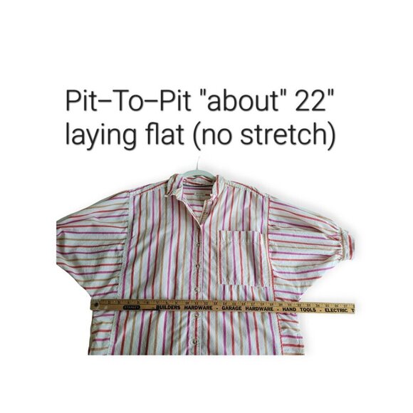 Anthropologie Pilcro red white pink oversized striped buttondown shirt size S - Picture 8 of 13